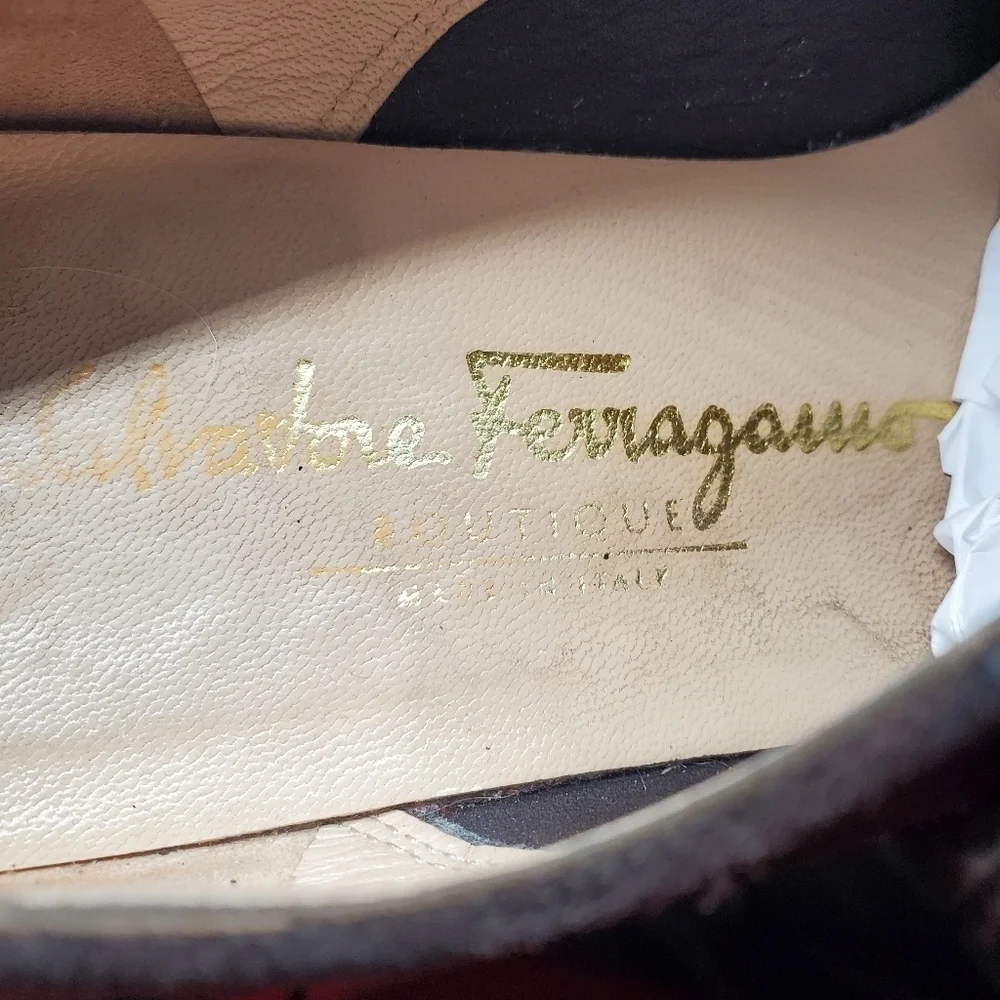 Salvatore Ferragamo Shoe Women's 7.5B Luxury Gancini Logo Suede Brown